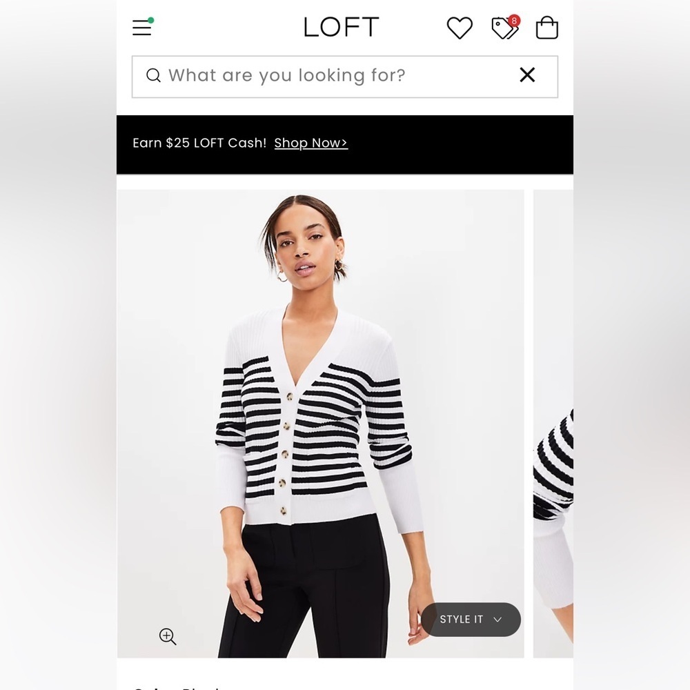 NWT Stripe Mixed Ribbed Pocket V-Neck Cardigan